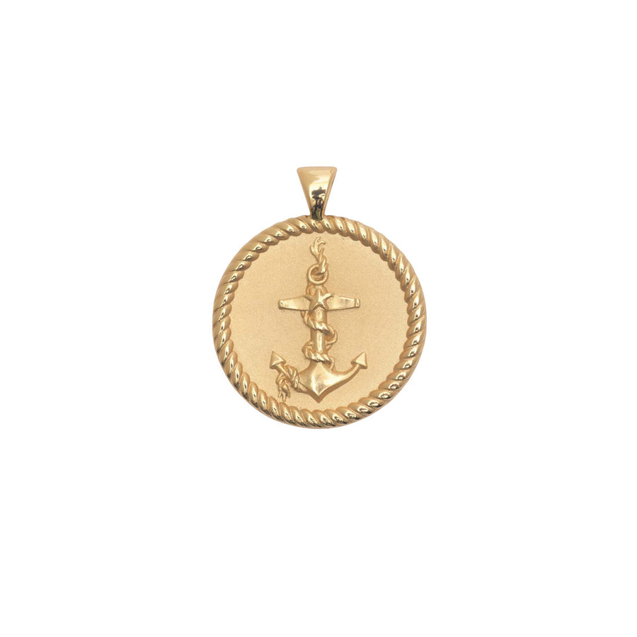 STRONG JW Small Pendant Coin (Anchor) in Solid Gold