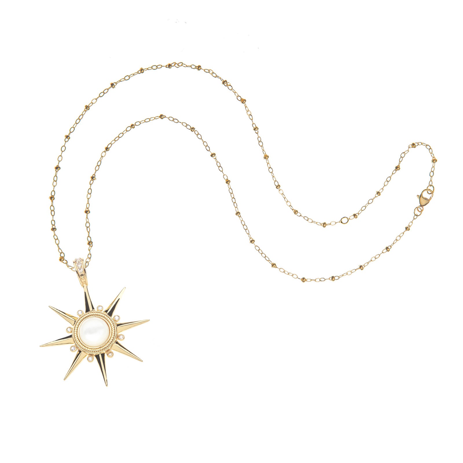 Gold supernova pendant on the satellite chain
