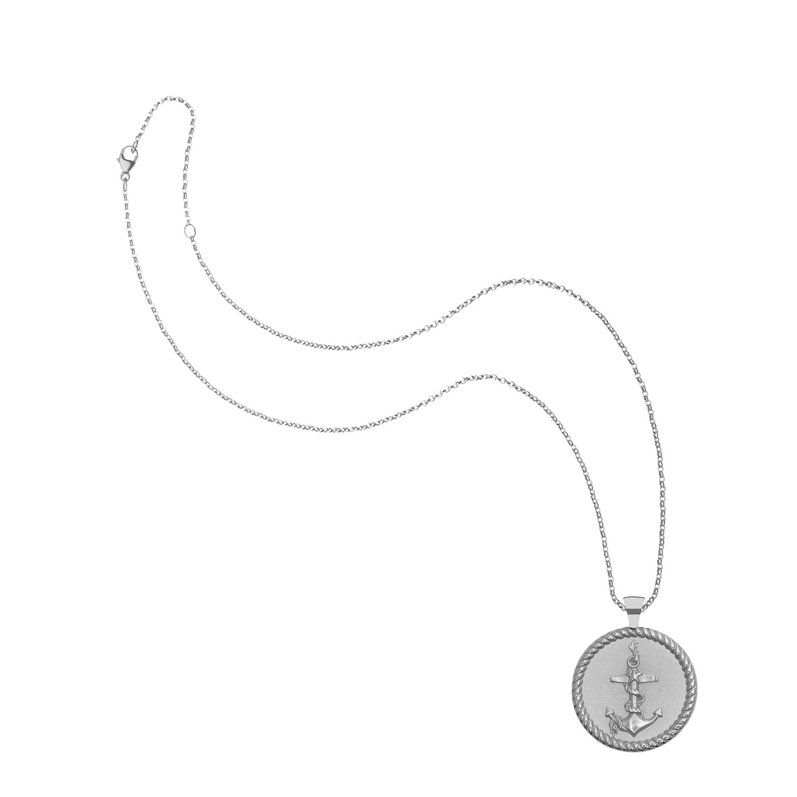 Silver Pendant Coin Necklace with Symbol and Inspired Word