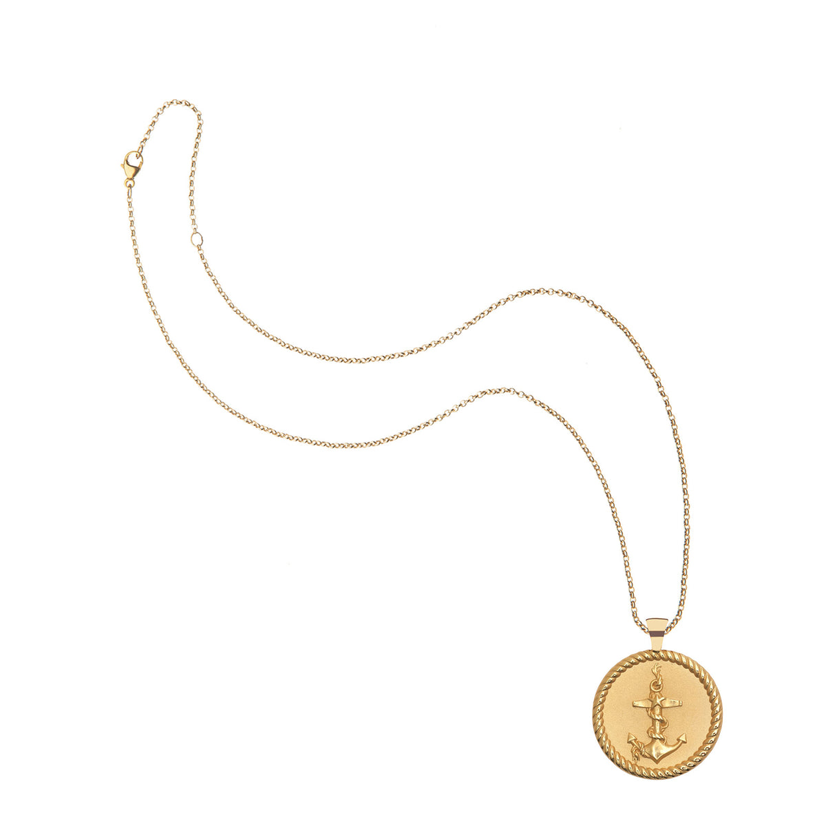 STRONG JW Original Pendant Coin (Anchor) - 16-18" Classic Rolo Chain