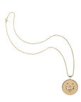 Gold original Taurus coin pendant on classic rolo chain