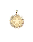 Petite embellished Texas coin features a star design and border of white topaz stones