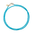 Double wrap chain with diamond cut turquoise beads and oversized gold lobster clasp