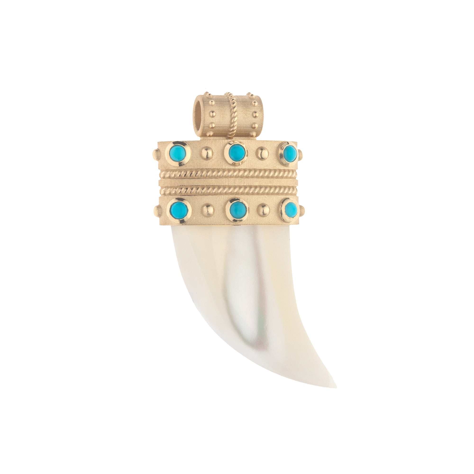 PROTECT 14k Mother of Pearl and Turquoise Tusk Pendant