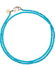 Double wrap chain with diamond cut turquoise beads and oversized gold lobster clasp