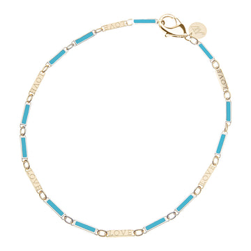 LOVE Turquoise Enamel Love Bar Chain Necklace