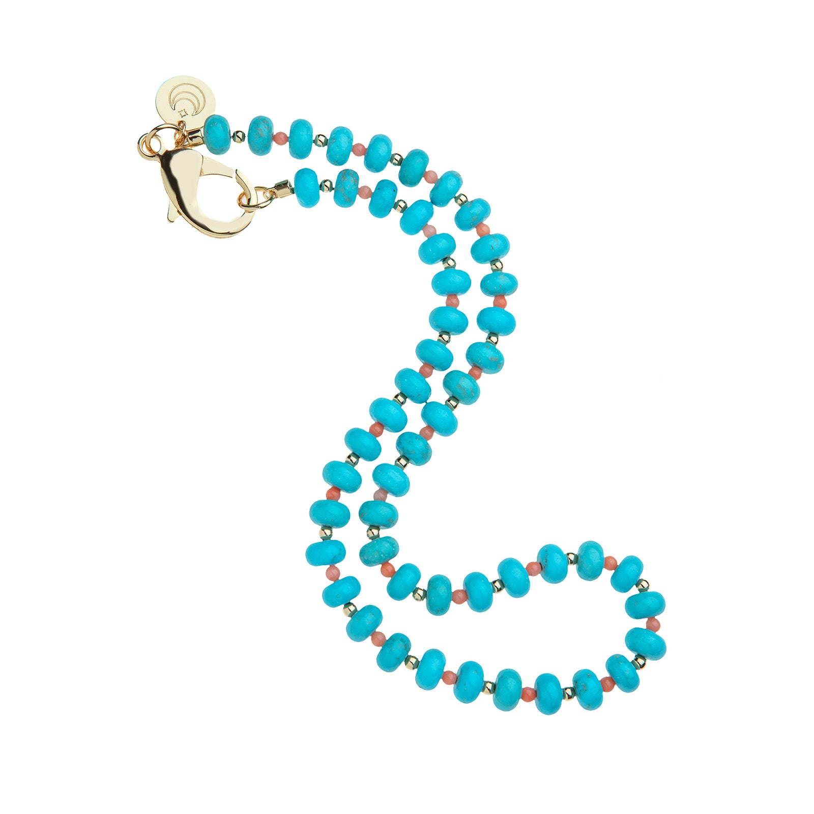 Turquoise and coral beaded necklace
