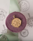 Gold Coin Featuring Morning Glory Floral Design, stylized with sketch of coin and ribbon