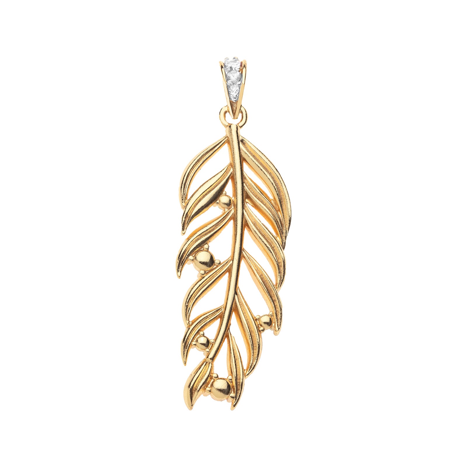 Back of gold palm leaf pendant