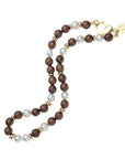 Wood and pearl beaded necklace