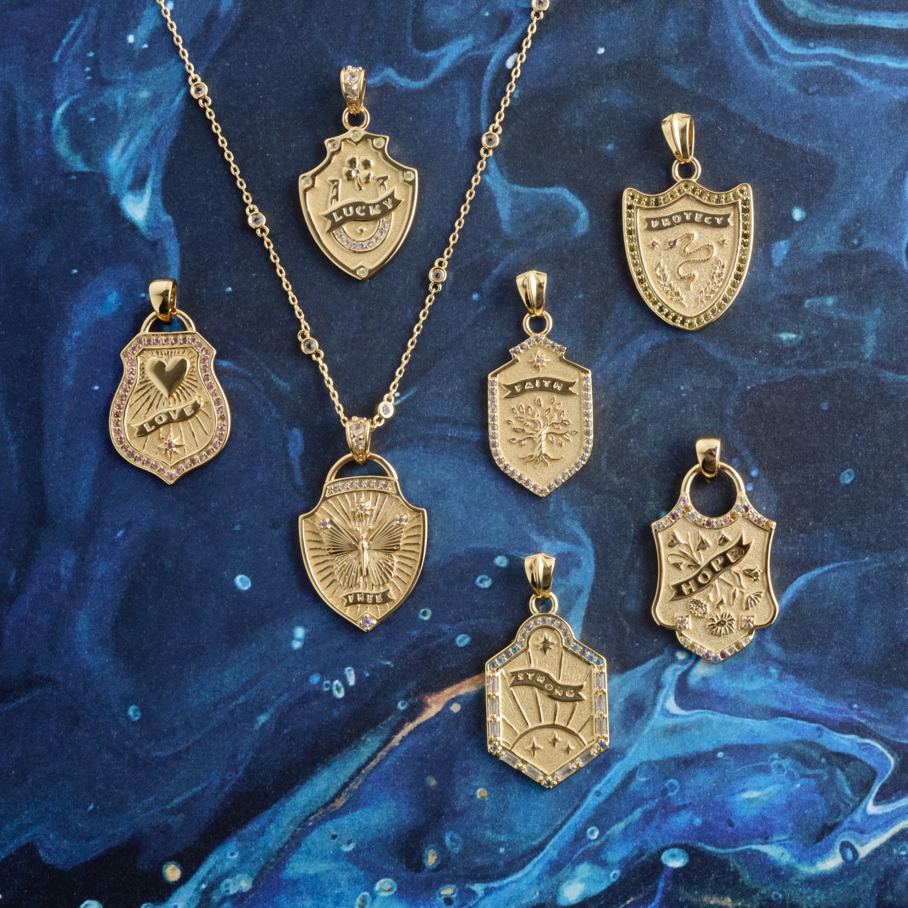 Pendant Coin Necklace with Symbol and Inspired Word - HOPE – Jane