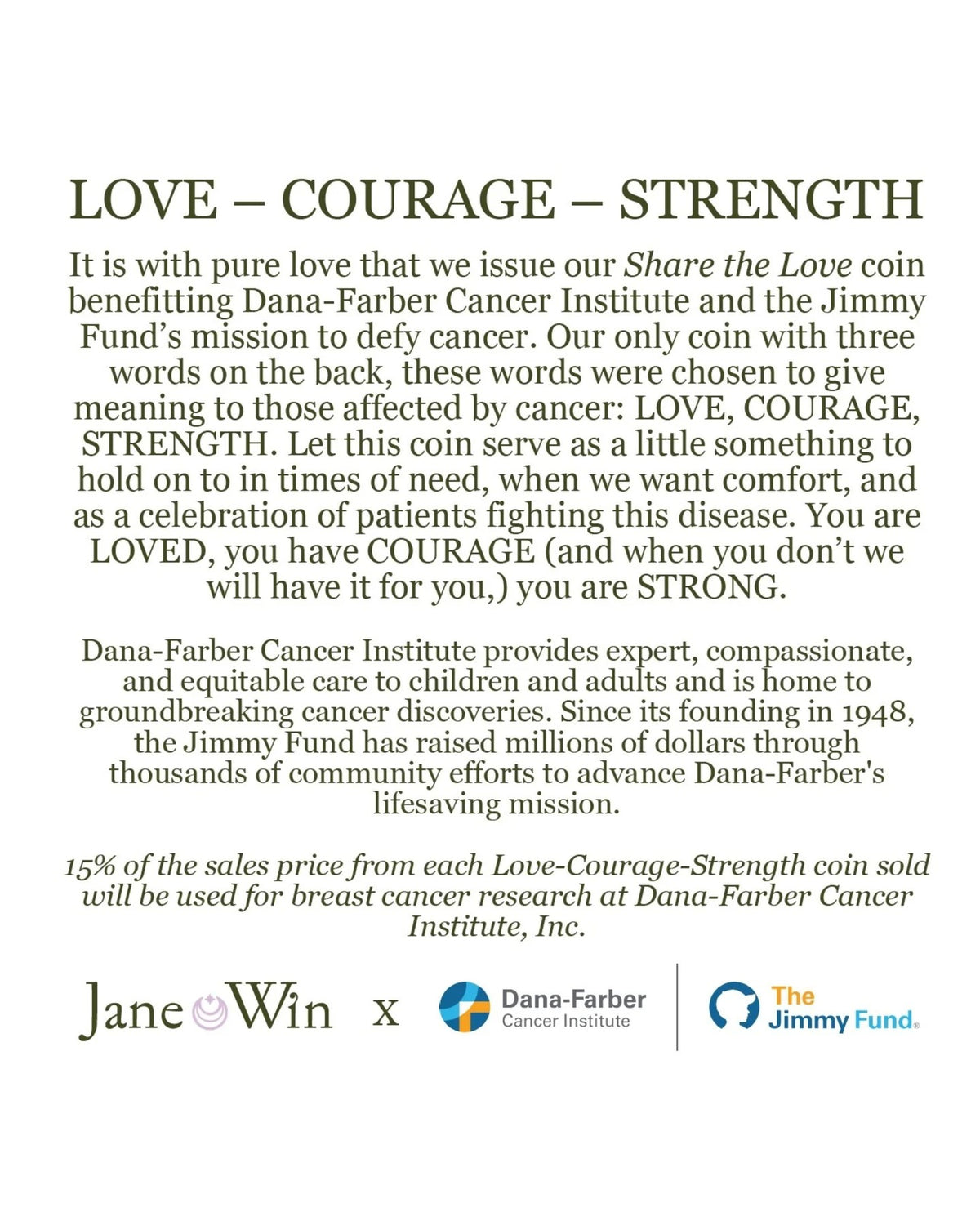 Love - Courage - Strength Embellished Original Pendant Coin in Solid Gold