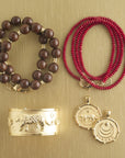 Double Wrap Beaded Necklace in Crimson Coral