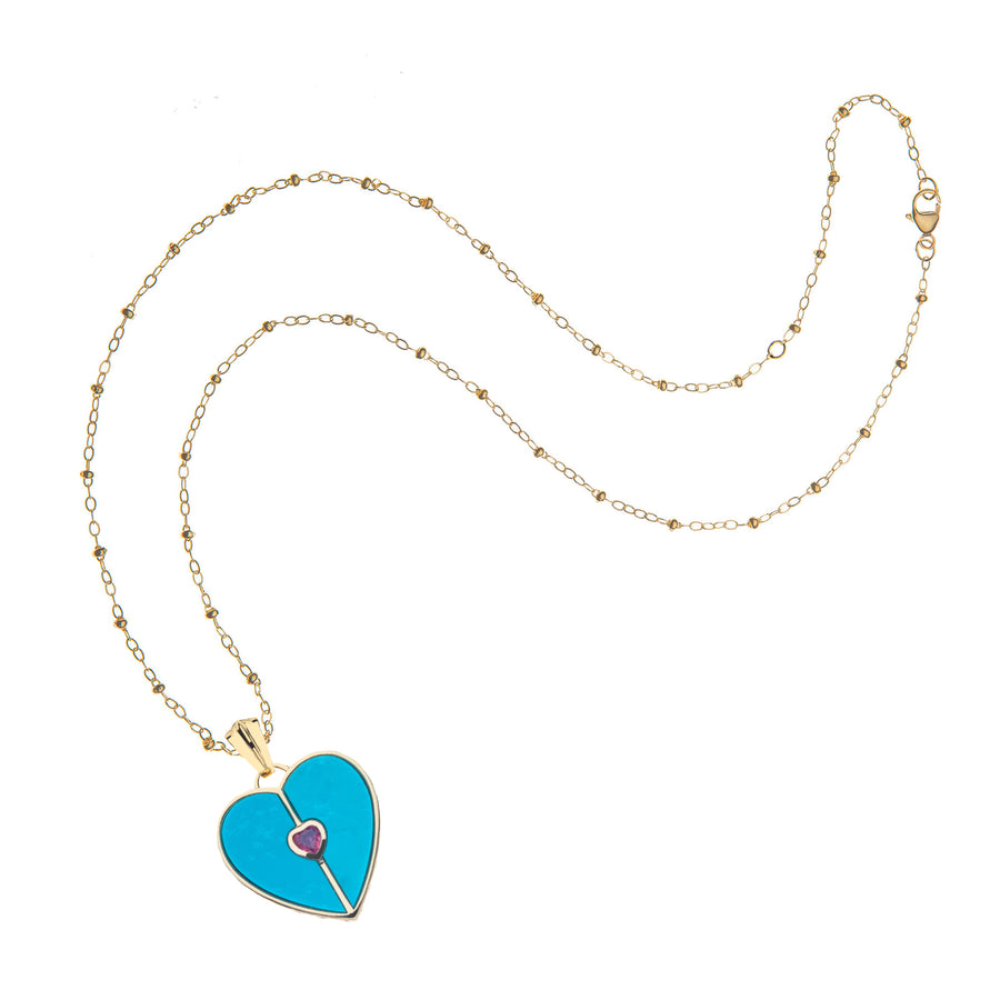 LOVE Split Heart Pendant in Turquoise