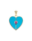 LOVE Split Heart Pendant in Turquoise