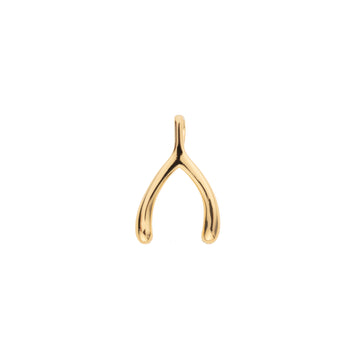LUCKY Gold Mini Wishbone Pendant in 10k SALE