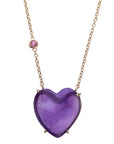 LOVE Amethyst Carved Heart Necklace with Gold Setting SALE