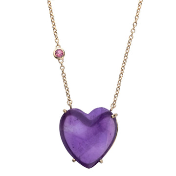 LOVE Amethyst Carved Heart Necklace with Gold Setting SALE