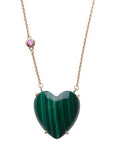 LOVE Malachite Carved Heart Necklace with Gold Setting SALE