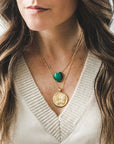 LOVE Malachite Carved Heart Necklace with Gold Setting SALE