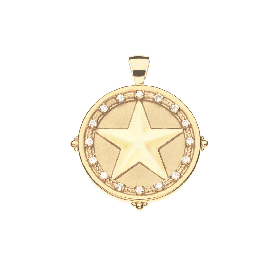 TEXAS JW Original Pendant Coin in 14k Solid Gold with Stones