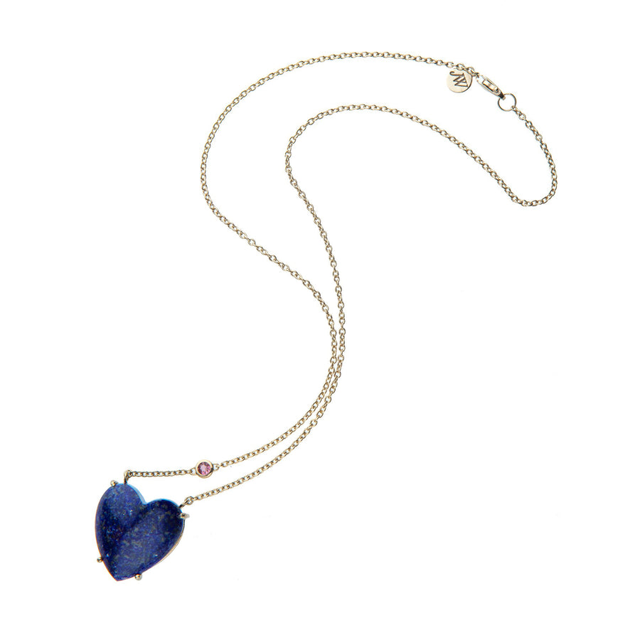 LOVE Lapis Carved Heart Necklace with Gold Setting SALE