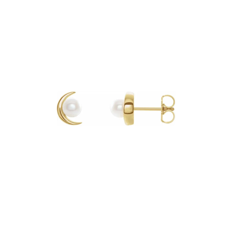 Crescent Moon and Pearl Earrings