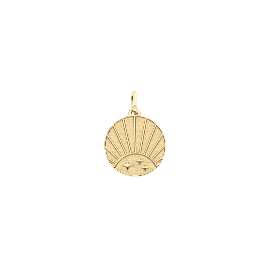 STRONG Rising Sun Engravable Charm in Solid Gold