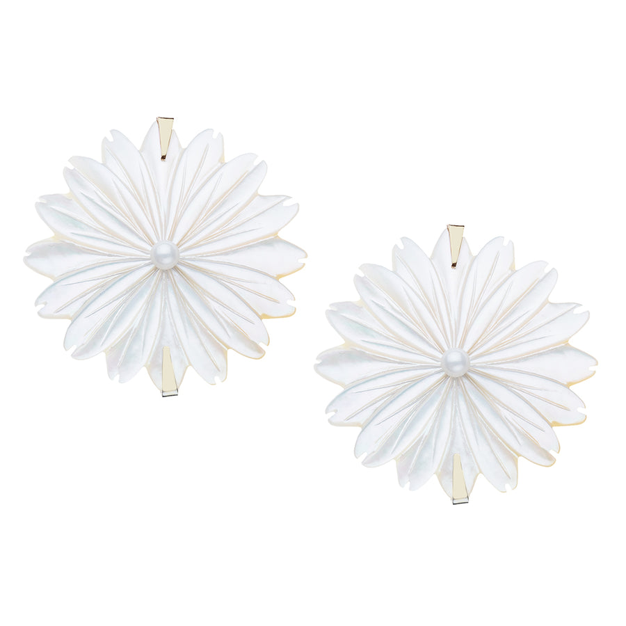 JOY Carved Mother of Pearl Daisy Earrings