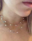LOVE Pearl and Gemstone Station Necklace SALE