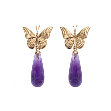 FREEDOM Butterfly Drop Earrings: Amethyst and 10k Gold