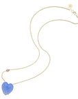 LOVE Faceted Blue Chalcedony Carved Heart Pendant in Solid Gold SALE