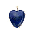 Heart pendant in lapis with gold prongs