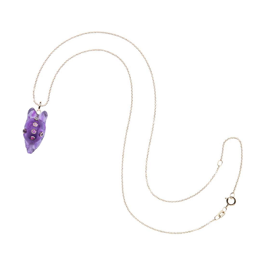 JOY Carved Amethyst Snail in Solid Gold