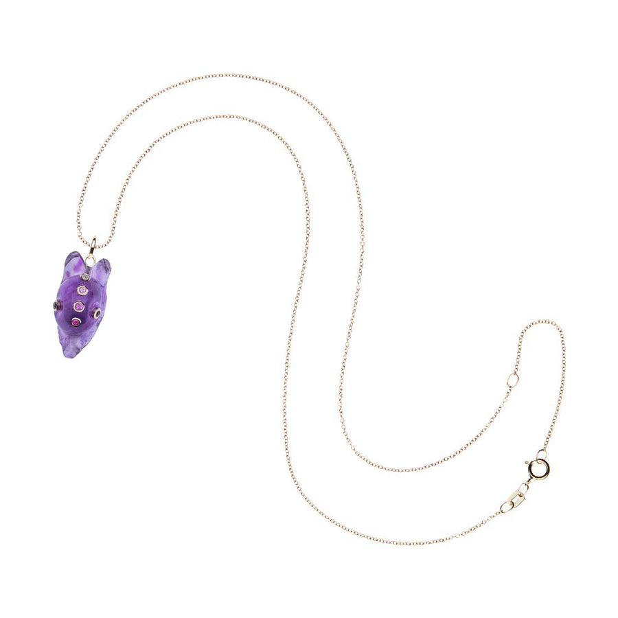 JOY Carved Amethyst Snail in Solid Gold