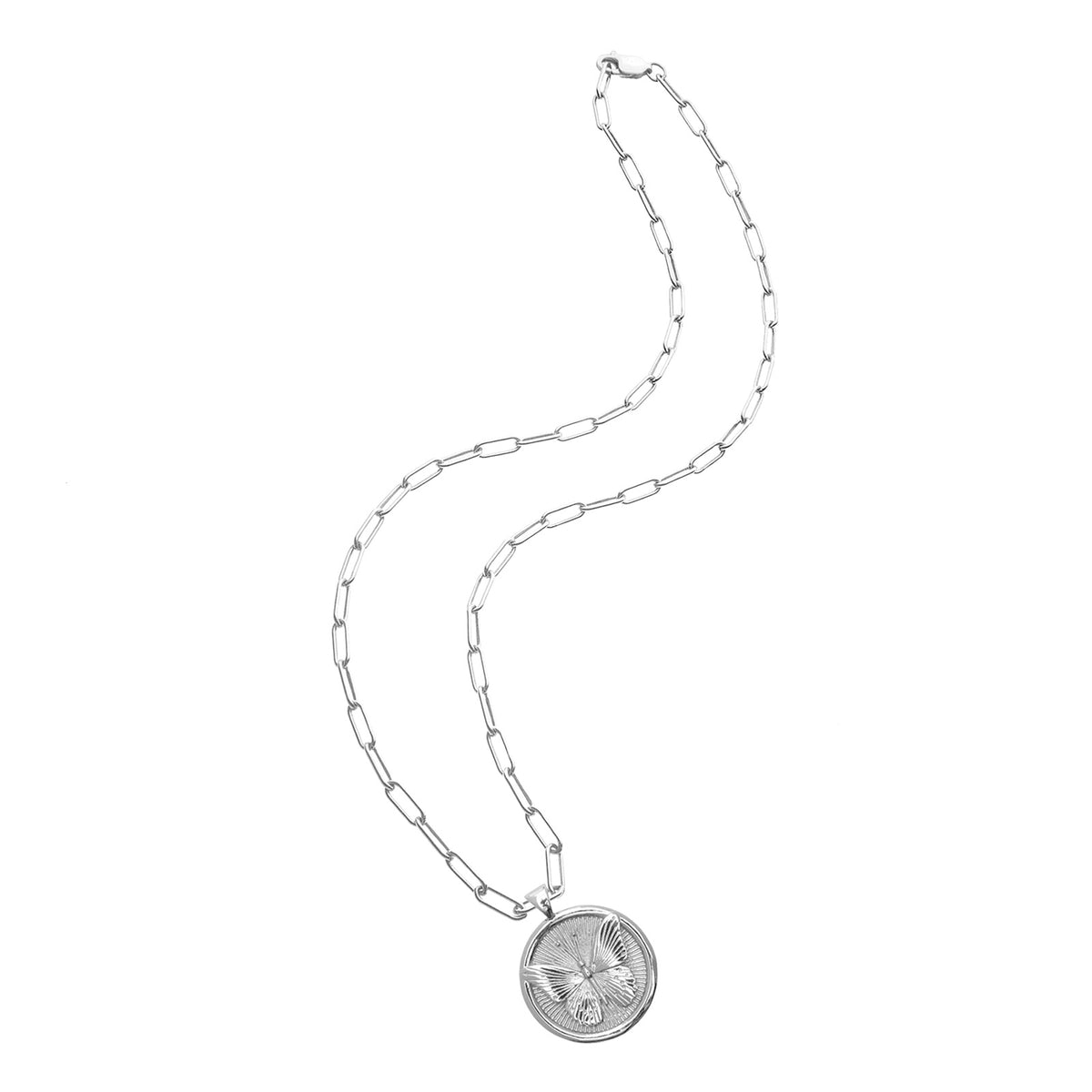 FREE JW Small Pendant Coin in Silver - 18" Drawn Link Chain