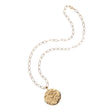 Gold Coin Pendant on Drawn Link Chain