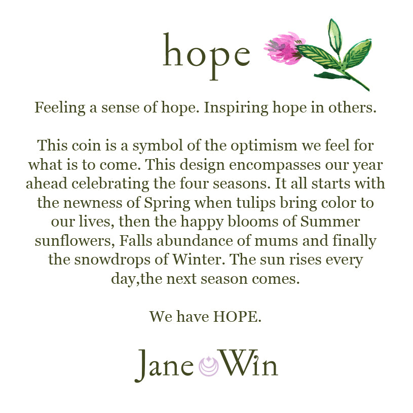 Pendant Coin Necklace with Symbol and Inspired Word - HOPE Pendant Coin Necklace with Symbol and Inspired Word - HOPE