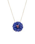 JOY Carved Lapis Forget-Me-Not Pendant in Solid Gold