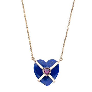 LOVE Cross My Heart Lapis Pendant in Solid Gold