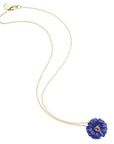JOY Carved Lapis Forget-Me-Not Pendant in Solid Gold SALE