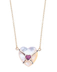 LOVE Cross My Heart Mother of Pearl Pendant in Solid Gold