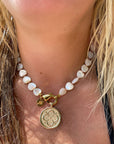 LOVE Mother of Pearl Heart Beaded Necklace