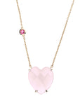 LOVE Faceted Rose Chalcedony Carved Heart Pendant in Solid Gold