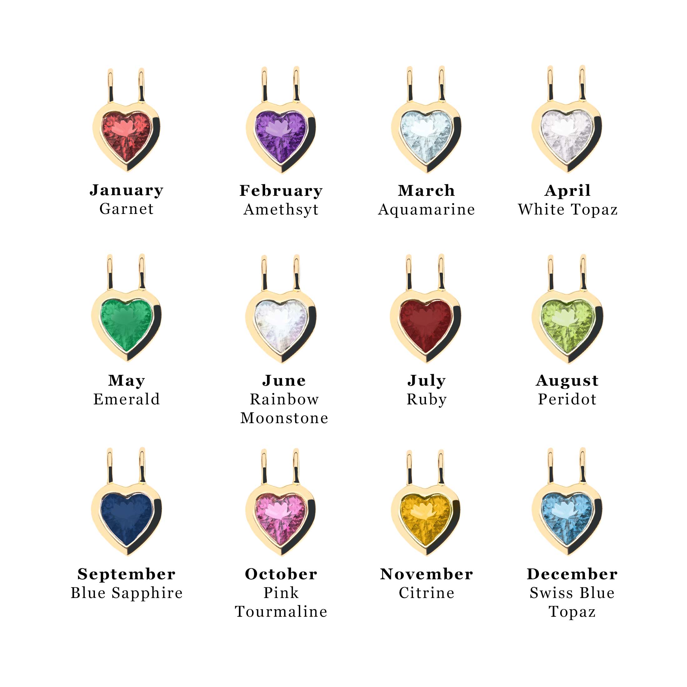 LOVE Rainbow Birthstone Pendant in Solid Gold – Jane Win by Jane ...
