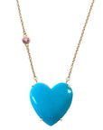 LOVE Turquoise Carved Heart Necklace with Gold Setting SALE
