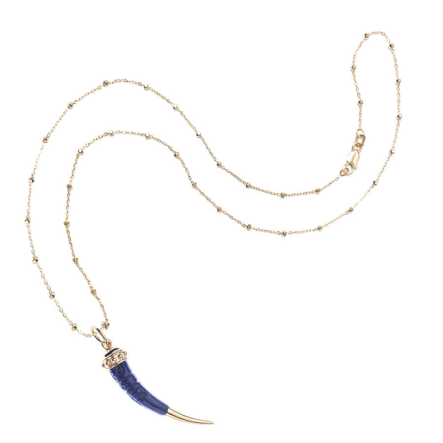PROTECT Carved Lapis Tusk in Solid Gold SALE