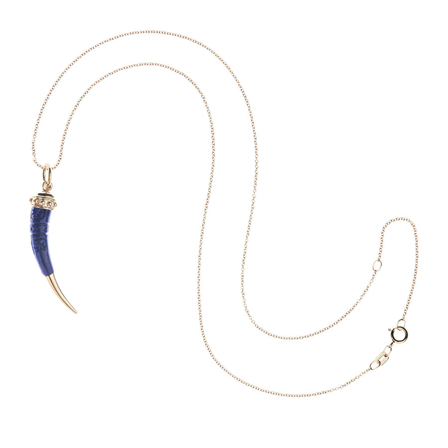 PROTECT Carved Lapis Tusk in Solid Gold SALE