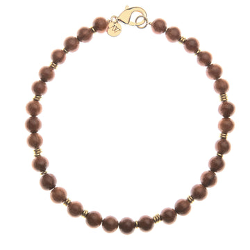 Wood and Gold Statement Beaded Necklace SALE