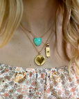 LOVE Amazonite Carved Heart Necklace with Gold Setting SALE